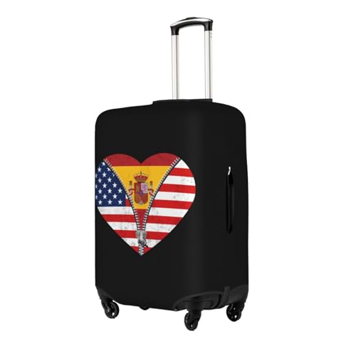 Travel Luggage Cover Heart America Flag And Spain Flag Fashion Washable Baggage Suitcase Protector Fit For Luggage Large2