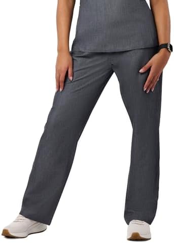 Peelz Sara 4-Pocket Straight-Leg Scrub Pants for Women - Soft Stretch Fabric Scrubs, Elastic Waistband, Comfort Fit