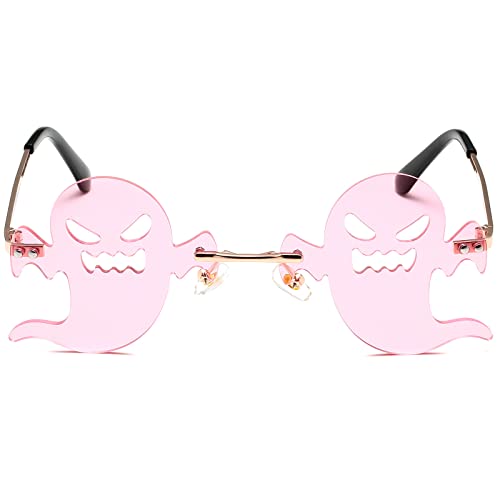 LASPOR Halloween Rimless Devil Shape Sunglasses for Women Men Eyewear Trendy Cosplay Party Sunglasses