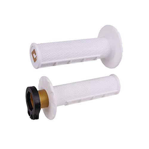 Revêtements ODI MX V2 Lock-On semi-gauffré blanc durables pour moto