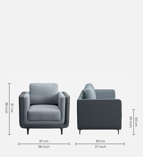 Image of Sleepyhead Mojo - 1 Seater Sofa | Premium Fabric | Dual-Tone Modern Design with Plush Cushioning | Durable Pine Wood Frame & Removable Back Cushion | German Tested | 3 Year Warranty - Cheeky Grey