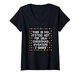Photo Gallery donna this is my it s too hot for ugly christmas maglioni divertenti maglietta con collo a v Photo Gallery donna this is my it s too hot for ugly christmas maglioni divertenti maglietta con collo a v