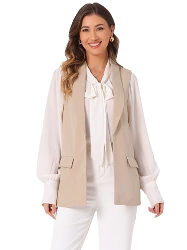Allegra K Women's Sleeveless Blazer Shawl Collar Open Front Work Office Suit Vest Jacket