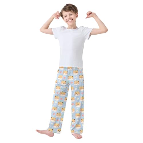 Corgi Dog Daisy Floral Boys Long Pants Soft Trousers Elastic Waist Kids Lounge Bottoms with Pockets S-XL2