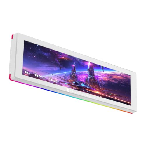 Image of Thermalright Trofeo Vision 9.16 ARGB LCD White Magnetic LCD Screen 9.16in 1920x480 Resolution,Metal Frame Design IPS Display Screen Water Cooled Radiator Screen,for Chassis /Metal Desktop
