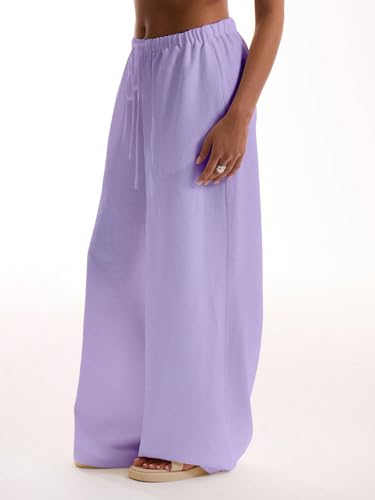 Image of RoseSeek Women's Beach Cover Ups Wide Leg Loose Linen Pants Swimsuit Coverup Summer Vacation Outfits 2026