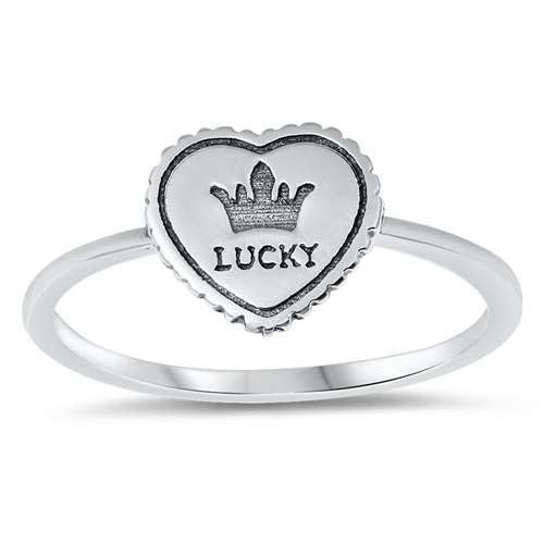 Joyara Sterling Silver 925 Lucky Crown Heart Ring