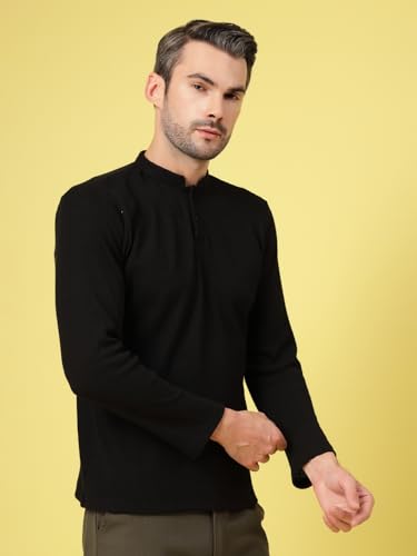 Image of Rigo Printed Casual T-Shirts for Men | Waffle Knit Solid T-Shirt for Men | Full Sleeves T-Shirts for Men