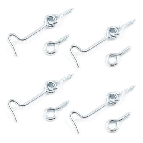 Zorveiio 4pcs 2 Inch Cabin Hook and Eye Latch Gate Door, Zinc Plated Swivel Window Door Hook with Mounting Screws Cover
