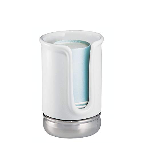 iDesign York Ceramic Disposable Paper and Plastic Cup Dispenser Holder for Master, Guest, Kids' Bathroom Vanity and Countertops, 2.5