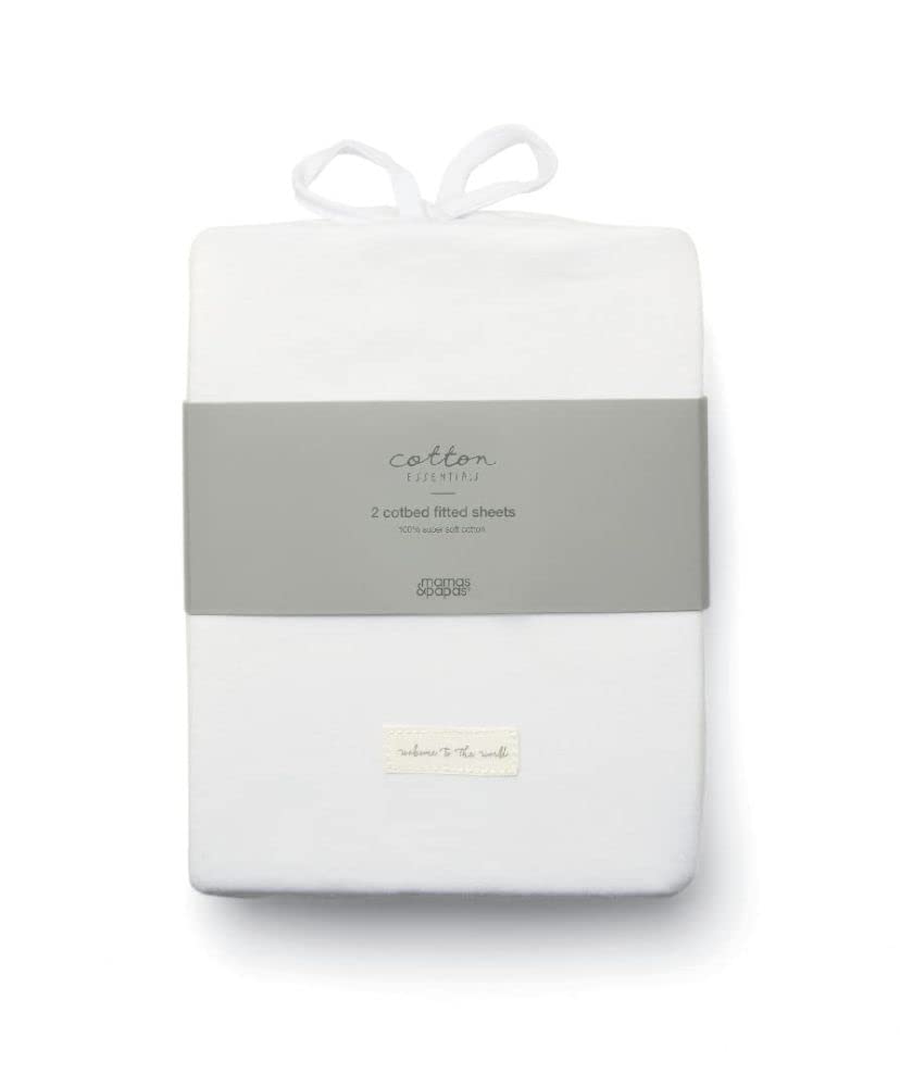 Mamas & Papas Cotbed Fitted Sheets - 2 Pack - White - 100% Cotton