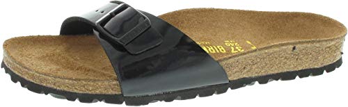 Birkenstock Damen Madrid Black, Birko Flor Patent Flip-Flops, Schwarz 040303, 38.5 EU