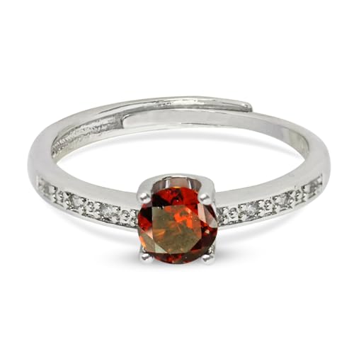 Image of Reiki Crystal Products Natural Original AAA Adjustable Gomed Ring Garnet Ring Hessonite Ring Genuine Gemstone Ring for Women Girls