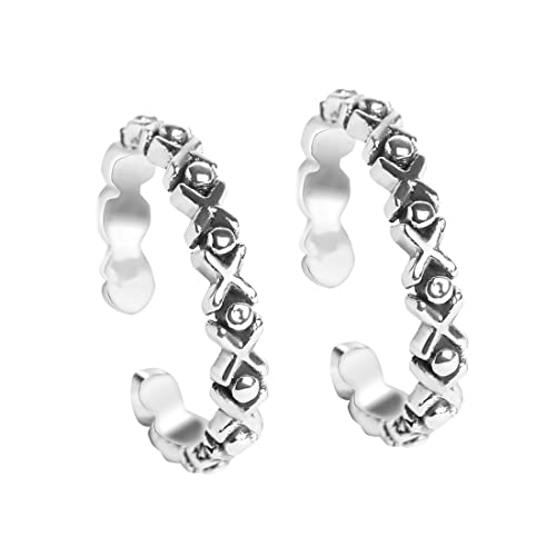 Image of Clara 925 Sterling Silver Size Adjustable Toe Rings Pair Gift for Women