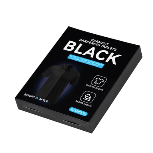Tinte textil negro para ropa - 10 hojas de renovador de color de tela sin sangrado | Hojas de lavado de protección de color - Para lavado en frío y caliente evita la transferencia de color, permite la