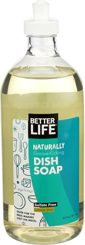 Image of Better Life Dish Soap - Liquid Dishwashing Soap with Vitamin E and Aloe for Home & Kitchen Sink - No Gloves Required Kitchen Soap for Sensitive Skin - 22oz Lemon Mint