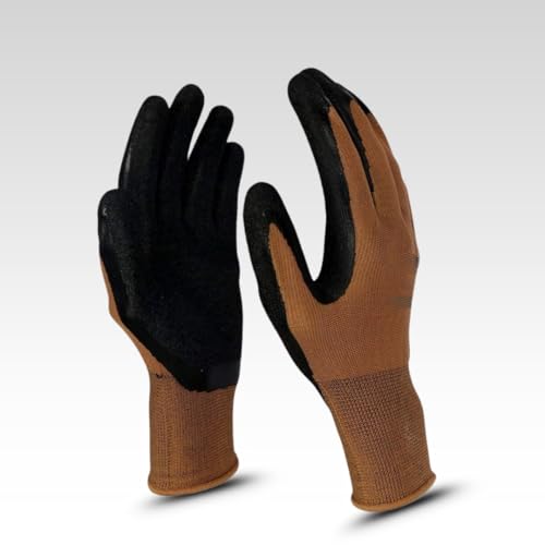 Image of Multipurpose Nylon Anti Cut PU Nitrile Coating Work Safety Gloves Brown Pair 3