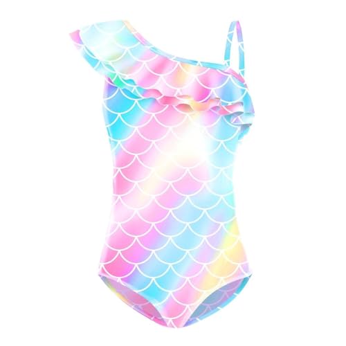 Lito Angels Maillot de Bain Fille Sirène Une Pièce avec Volants Costume de Natation pour Enfants, 5-6 Ans