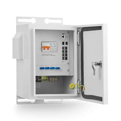 Image of MokerLink Indoor /Outdoor Enclosure with Integrated 8 Port Gigabit PoE+ Managed, 2 SFP Switch, IEEE802.3af /at POE 300W, L2+ Web /CLI Vlan|Route|Ring|ACL|Qos, Metal IP55 Case, -40 to 158F