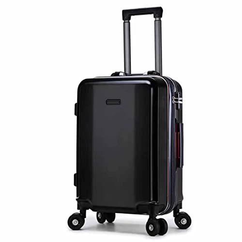 Aluminum Frame Double Buckle Password Suitcase, Universal Wheel Trolley Case, External Charging, Intelligent Large-Capacity Luggage (Black 33 * 55 * 23CM)