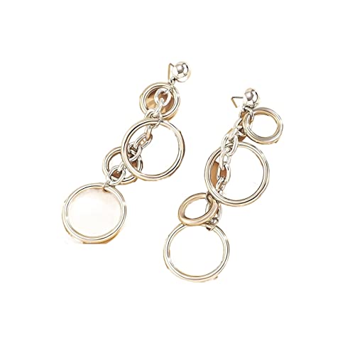 Boucles d'oreilles longues en chaîne circulaire pour femme pendentif tendance