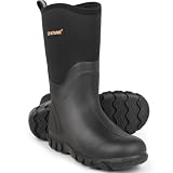 Showave Men's Rain Boots Mid Calf Waterproof Insulated Rubber Boots, 11