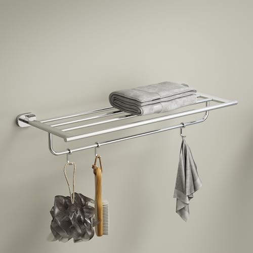 Image of LAPO 304 Stainless Steel Combo Bathroom Accessories Set (24 inch Towel Rack,Double Soap Dish,Paper Holder,Tumbler Holder, Towel Robe Hook) Bathroom Accessories- (Kik- 5 Piece Combo Set,Chrome Finish)