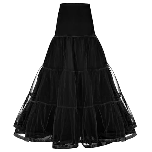 AYBUY Enaguas Muje, Vintage Retro Enaguas 50 Plain Diferentes, Nupcial Underkirt para Banquete, Vestidos de Noviae 1950 Rockabilly para Halloween, Carnaval, XL, Negro