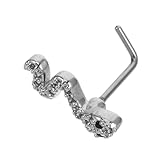 POPETPOP Anillo Serpiente Acero Inoxidable con Circonita Septum Hoop Ring Seguro y Cómodo para Mujer Joyería Perforar Nariz y Ajustada