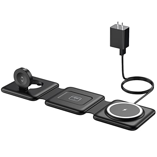 Magnetic Wireless Charger For Iphone: Fodable 3 In 1 Charging Station For Multiple Apple Devices - Travel Charging Pad Dock For Apple Watch Iphone 14 13 12 Pro Max Plus & Airpod #TOP6