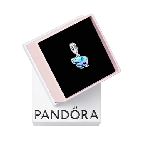 PANDORA Blue Murano Glass Elephant Dangle Charm - Sterling silver - With Gift Box
