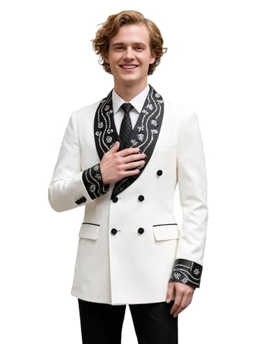 Suits for Men Slim Fit Shawl Lapel Hot Fix Rhinestones Double Breasted Tuxedo Blazer Prom Party Event Banquet Business3