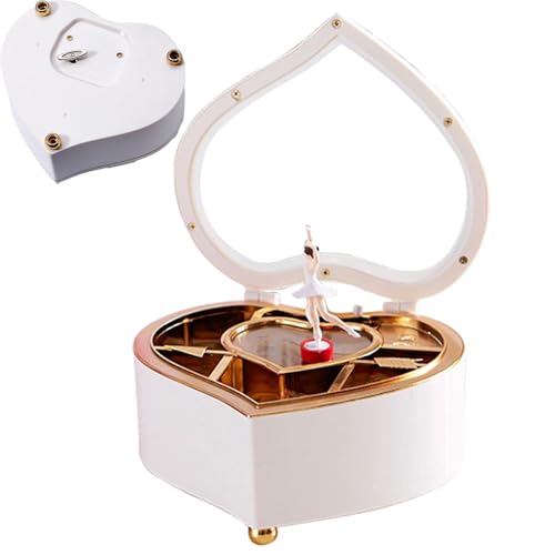 Heart Music Box - Ballerina Smyckeskrin, Barnmusikdosa | Kärleksfullt designad speldosa med dansande figur, smyckesförvaring för halsband, armband, örhängen, flickor, födelsedagspresent, lärande