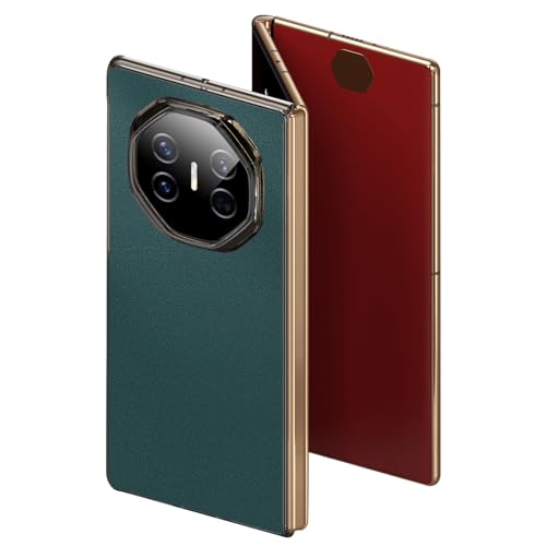 LUOTILAG Back Case for Huawei Mate XT, Lightweight Vegan Leather Cover Luxury Plating Lens Gold Edge Slim Case Shockproof,Green