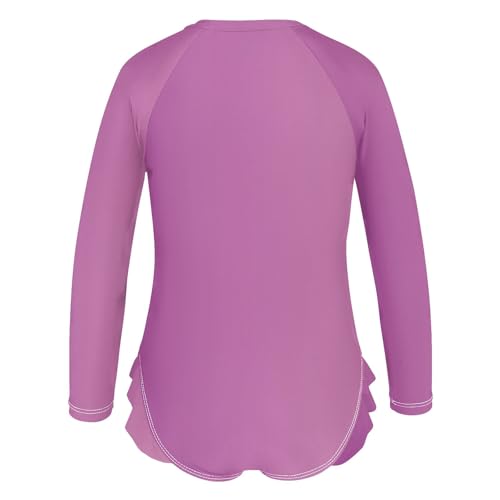 Purple Gradient Rashguard Girls One Piece Swimsuit Long Sleeve Hawaii Swimwear 3T3