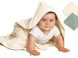 ZOLLNER Baby Kapuzenhandtuch in 100x100 cm - Natur - hautfreundlich und kuschelweich - Baumwolle -waschbar bis 60°C - Oeko Tex® Zertifiziert