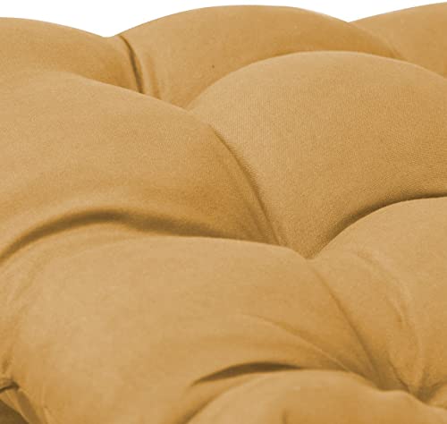 Image of Super Comfy Long Rocking Chair Cushion /Bench Back Seat Pad Cotton Handmade Quilts (Beige -18 x 50 Inch)