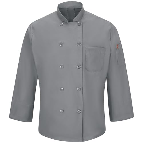 Image of Red Kap Men's Long Sleeve Ten Button Chef Coat with Mimix and Oilblok
