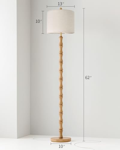 Image of BOBOMOMO 62 inch Farmhouse Floor Lamp for Living Room, Retro Corner Floor Lamp Rotary Switch, Rustic Standing Lamp for Bedroom, Corner, Nursery, Dining Room, Bedroom, House