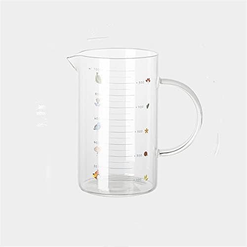 Nordic High Borosilicate Glass Measuring Cup with Scale Kitchen Heat Resistant Microwave Oven Breakfast Milk Cup Baking Tools (1000ml)