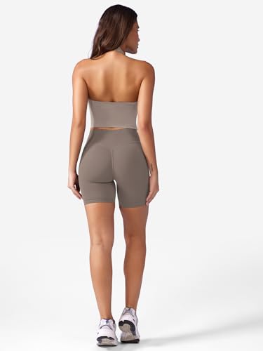 YEOREO Women's Halter Crop Top V Neck Workout Going Out Tank Top Hazel Padded Sleeveless Backless Trendy Summer Camisole2