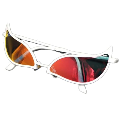 Polarized Sunglasses, White Metal Frame with Red Lenses, Cat Eye Style, 5.51x1.81 Inches2