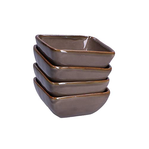 Rose & Tulipani - Ciotolina Quadrata Grigio Tortora, Set da 6 pz - Arredo Casa, Cucina - Linea Concerto di Colori - Set Piatti - Stoneware - 8x8xh3,5 cm