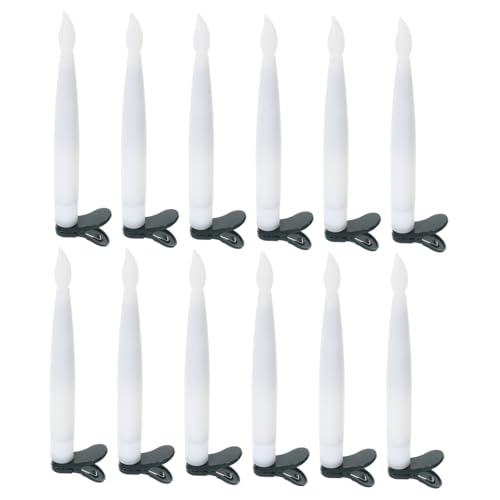 TOGEVAL 12 Ensembles Kit Bougies LED sans Flamme à Clipser pour Sapin de Noël Bougies Décoratives à Piles avec Flamme Vacillante Blanches Chaudes Ensemble Clips et Crochets Décoration