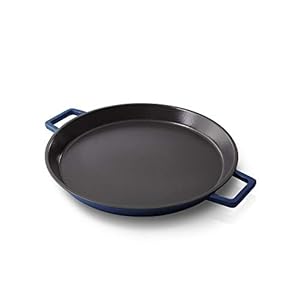 Zakarian by Dash 13 Inch Nonstick Cast Iron Dual Handle Pan, Titanium Ceramic Coated Frying Pan, Blue