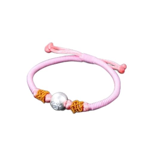 Bijoux S990 pour femme avec bracelet argent et corde tressée rose