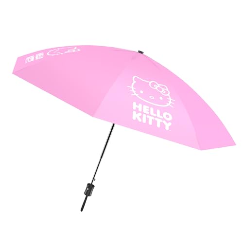 Hello Kitty Travel Umbrella Compact Folding Pink Umbrella 43 (3.58 ft) Canopy Easy Open & Close Lightweight & Portable Gift for Kids Teens & Adults