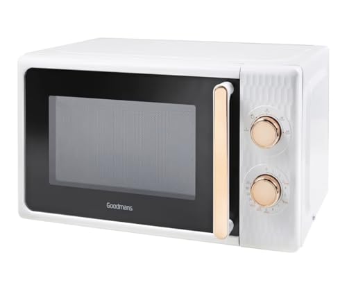 Goodmans Honeycomb Microwave White with Rose Gold Finish 4 Power Settings Defrost Function 35 Minute Timer