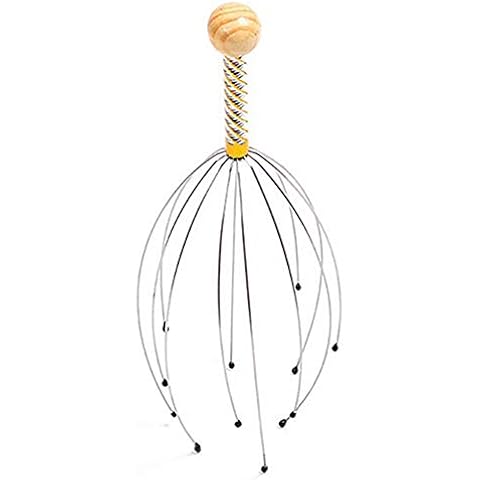 Bluelanss Head Massager Scalp Massage Scratcher with 12 Flexible Stainless Steel Fingers for Deep Relaxation, Hair Stimulation, Body Stress Relax, Relief Random Color Cover