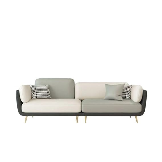 Image of Stylish & Modern Heavy Duty & Luxurious Traditional 4 Seater Sofa Chesterfield Sofa Arm Three Seater Sofa for Living Room Guest Room Hotels & Office. (4 Seater Grey & Beige)